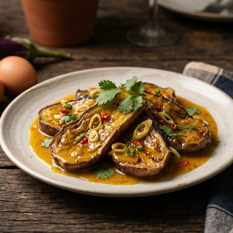 Terongs telor (aubergines met eiersaus)