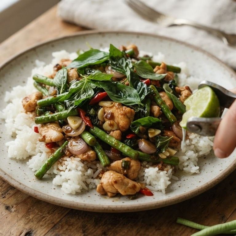 Thaise kip met basilicum