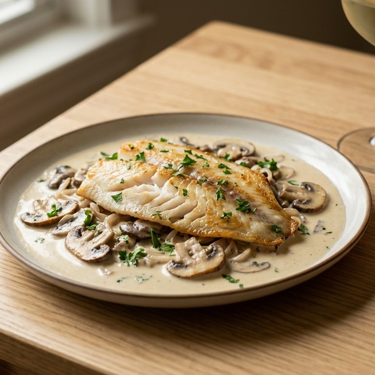 Tilapiafilet met champignonroomsaus