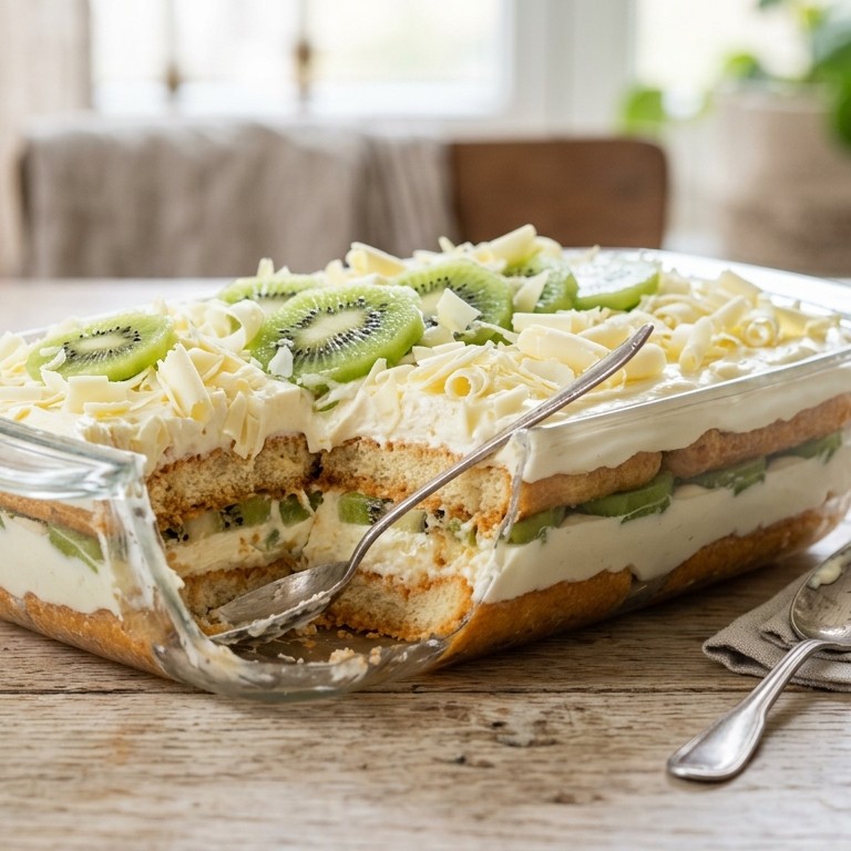 Tiramisù met kiwi en witte chocolade
