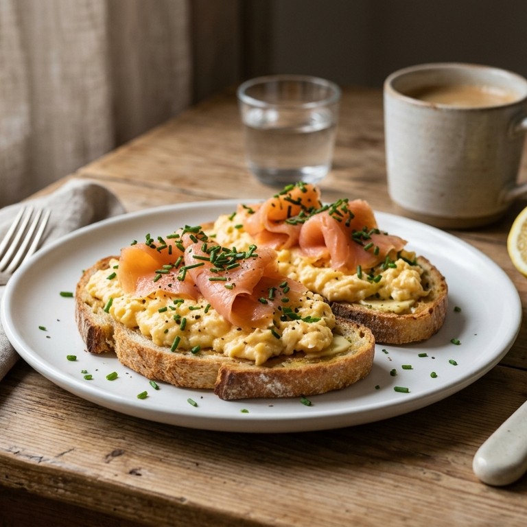 Toastje roerei met zalm