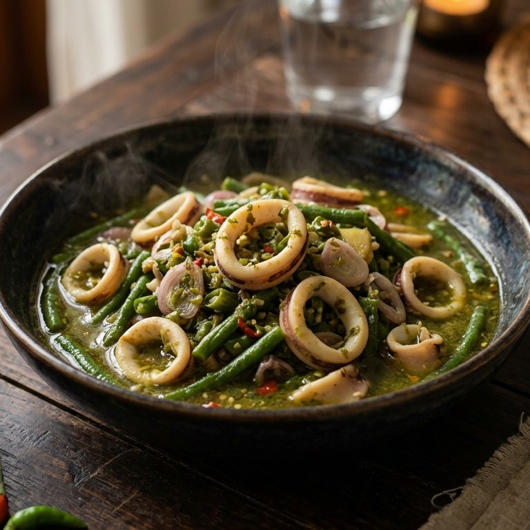 Toemis cumi hijau(hete groentebouillon met inktvis)