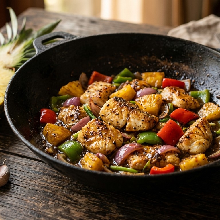 Toemis Kakap Lada Hitam (vis met ananas en paprika)