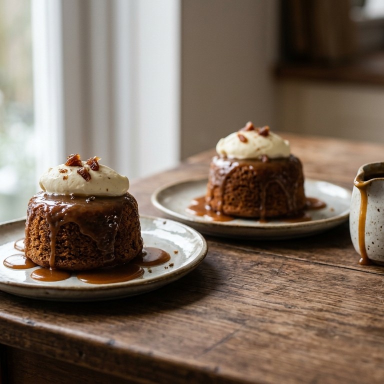 Toffeecakejes met karamelsaus