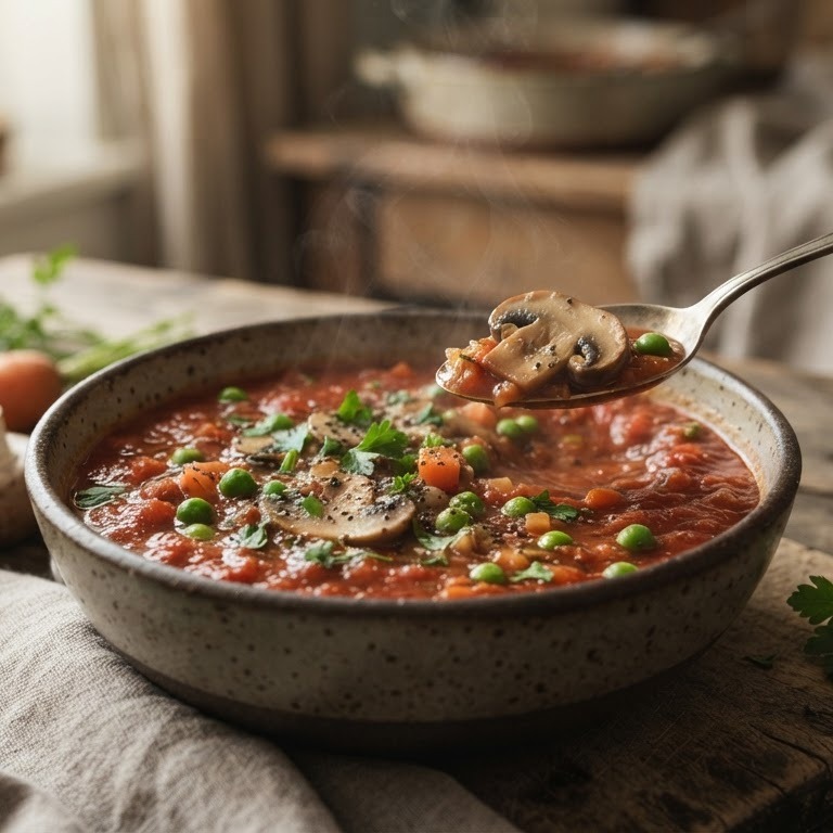 Tomaten-champignonsoep