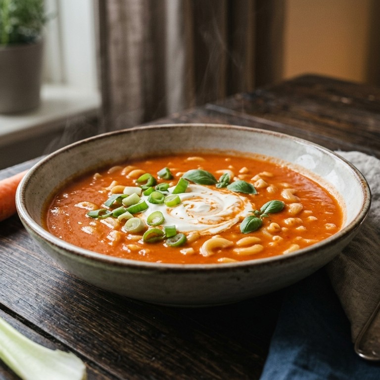 Tomatencrèmesoep met macaroni