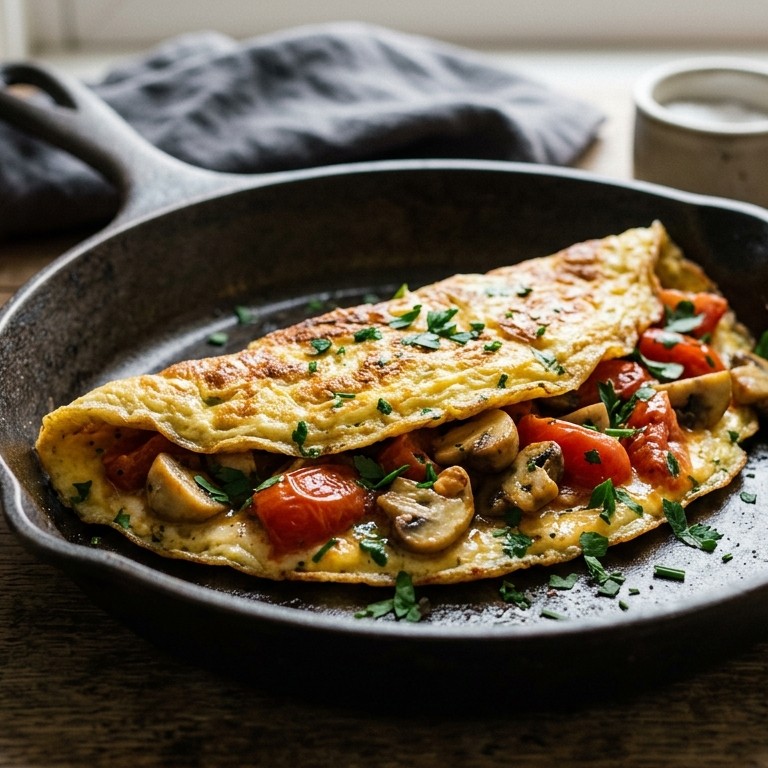 Tomatenomelet met champignons