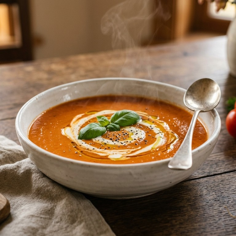 Tomatenroomsoep met basilicum