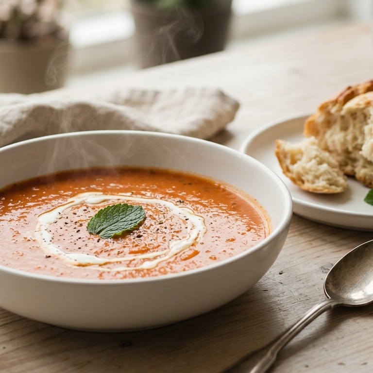 Tomatensoep met knoflook en room