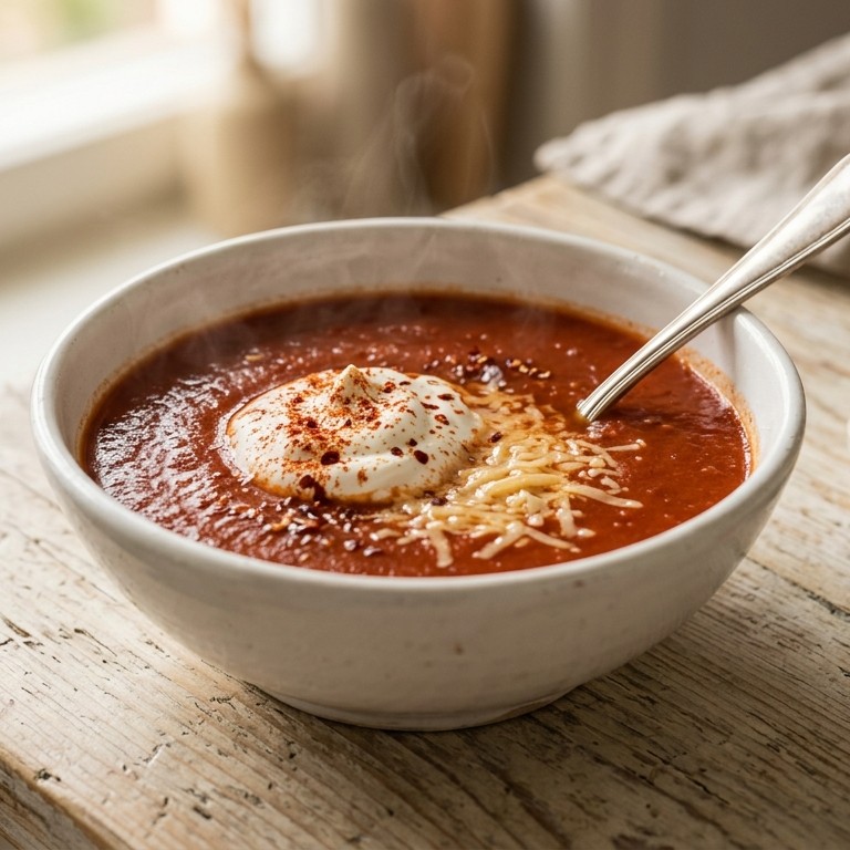 Tomatensoep met pikante room