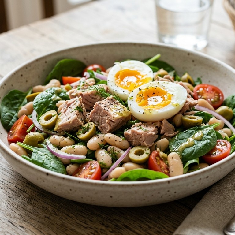 Tonijnsalade met spinazie