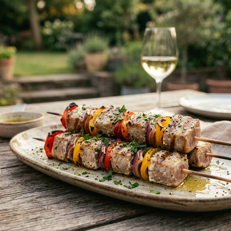 Tonijnspiesen op de grill