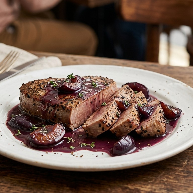 Tonijnsteak met pruimensaus
