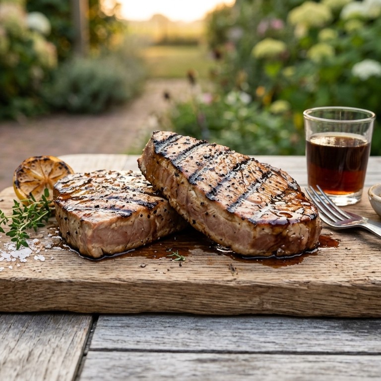 Tonijnsteaks op de grill
