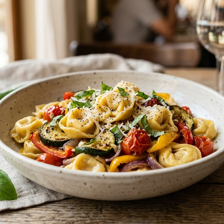 Tortellini gevuld met ricotta en mediterrane groenten