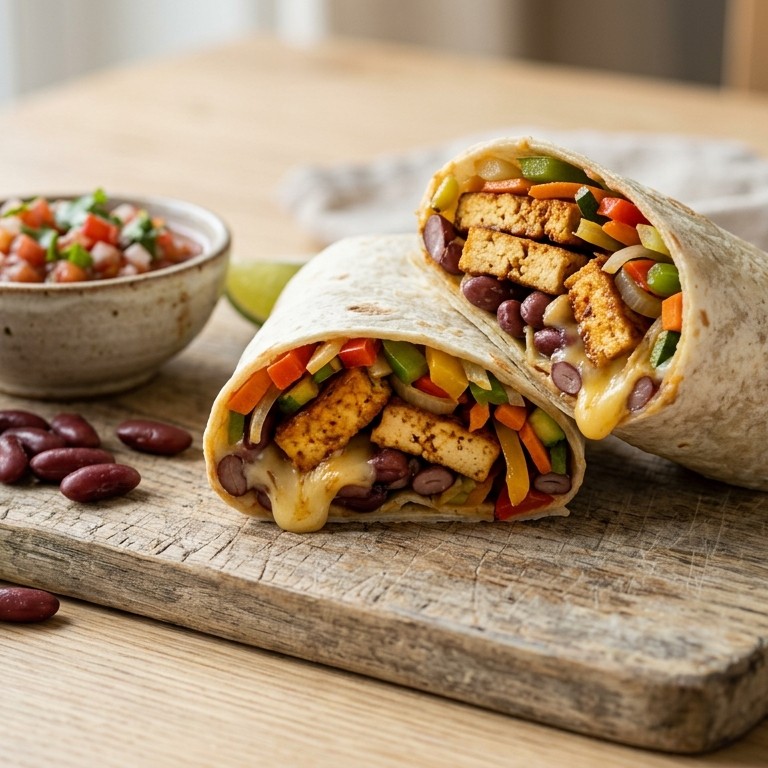 Tortilla met roerbakgroenten en tofu