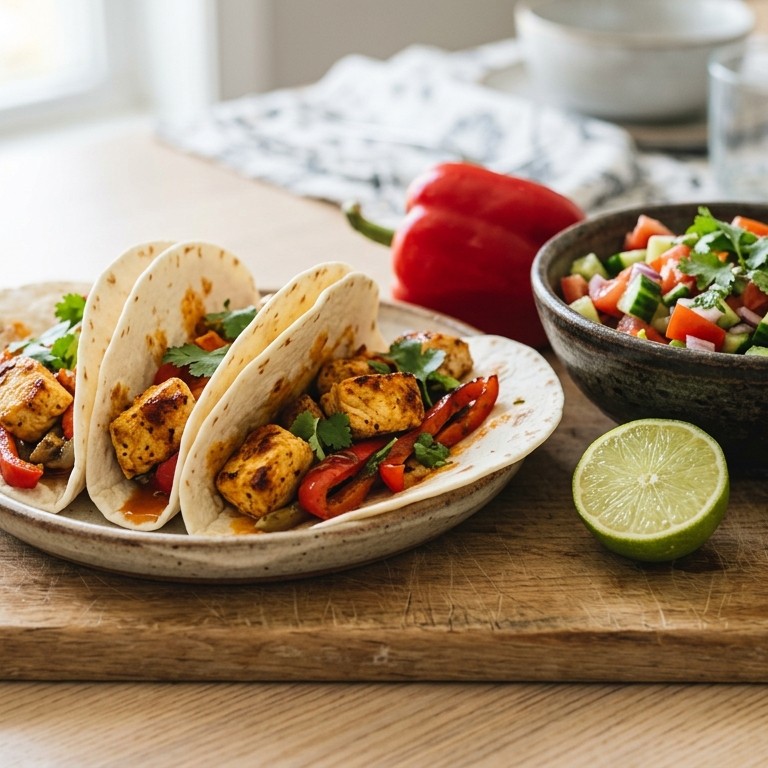 Tortilla's met kip en tomaten-komkommersalade