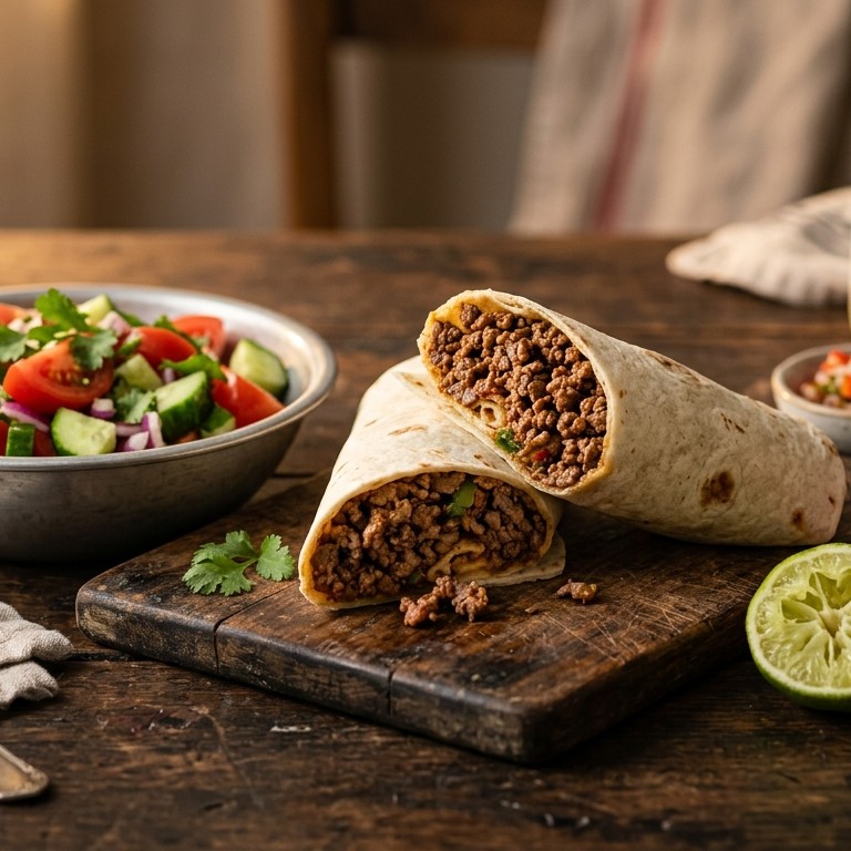 Tortilla's met rundergehakt "tex-mex" en komkommer-tomatensalade