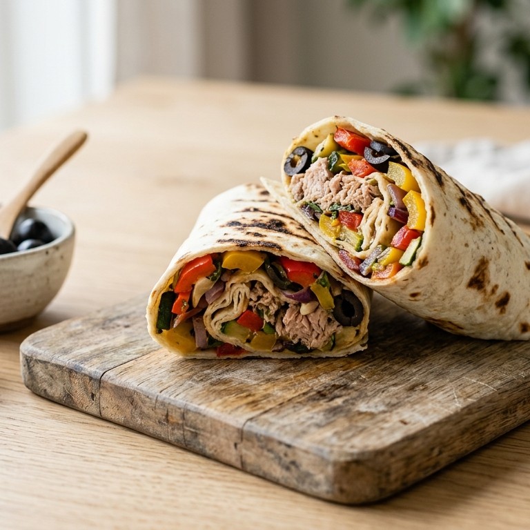 Tortillawrap met italiaanse groenten en tonijn
