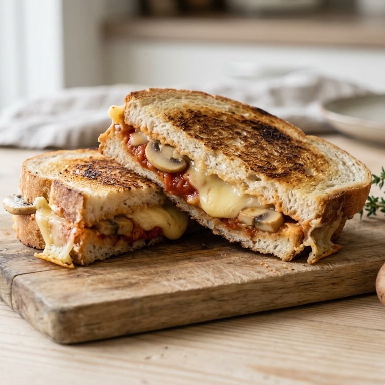 Tosti tomatensaus met champignons