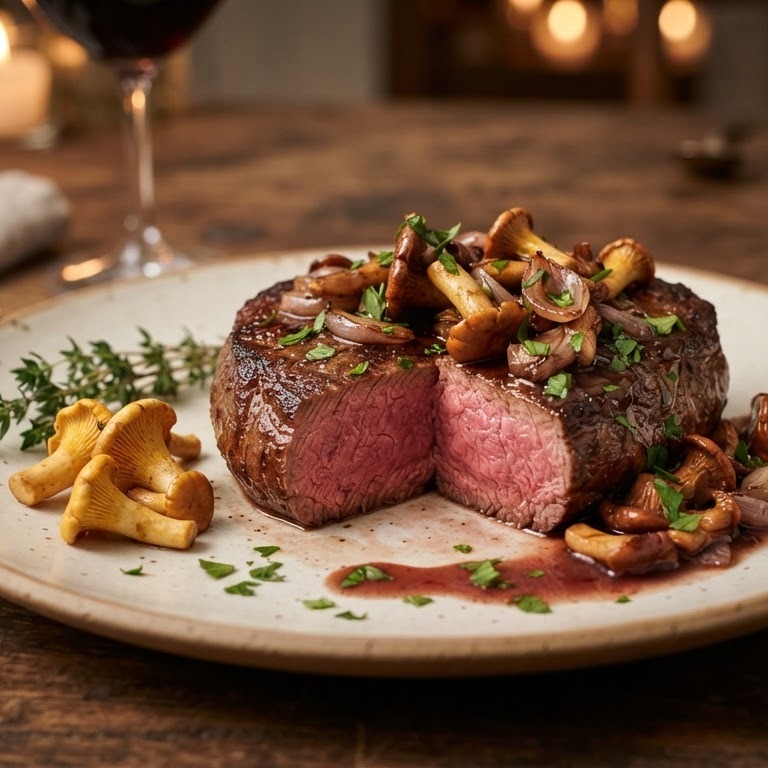 Tournedos met cantharellen