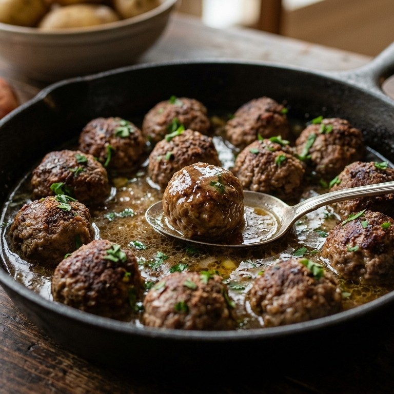 Traditonele gehaktballen in bouillon