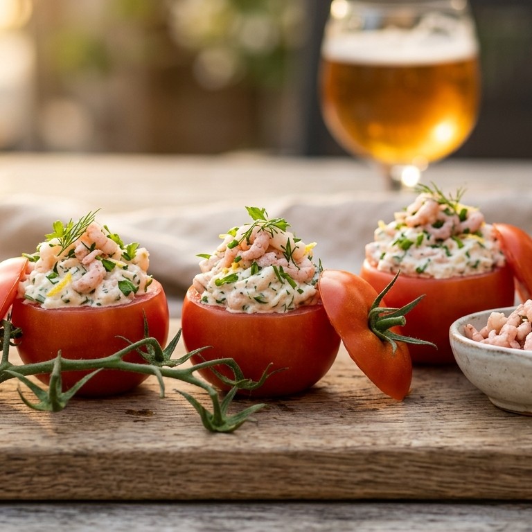 Trostomaatjes met garnalensalade