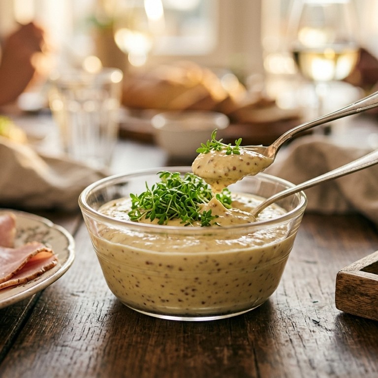 Tuinkersmosterdcrème voor buffet