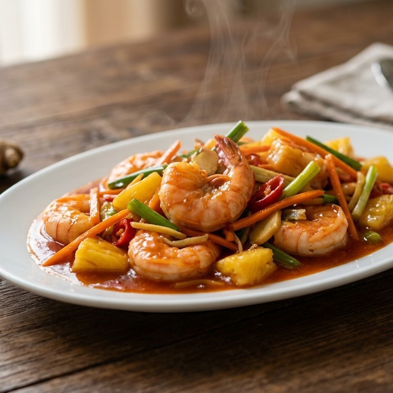 Udang asem manis (garnalen in zoete saus)