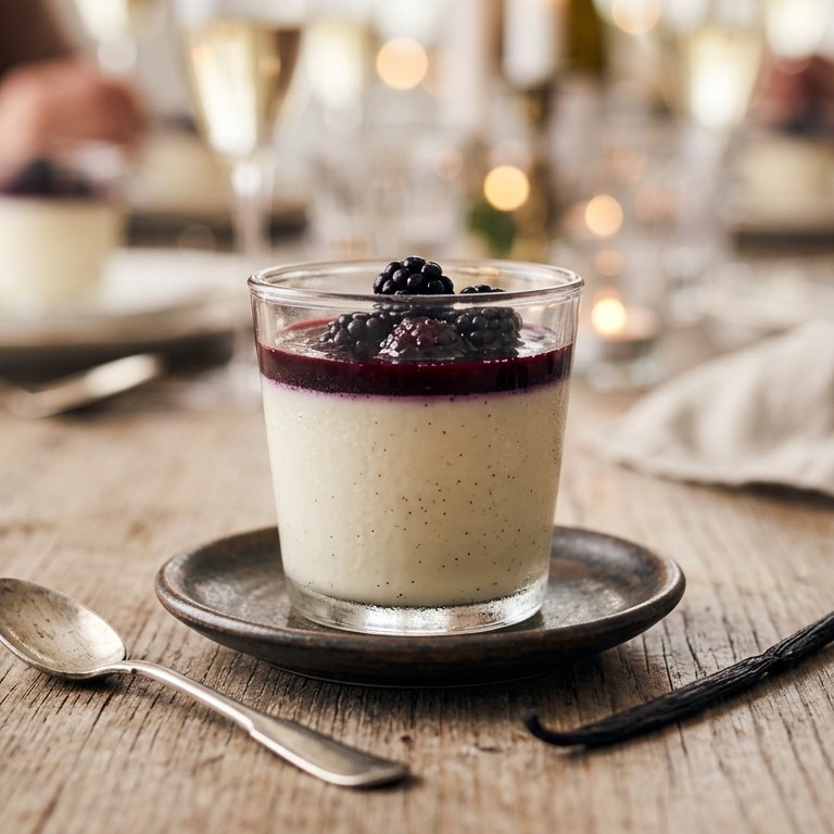 Vanille panna cotta met bramencoulis