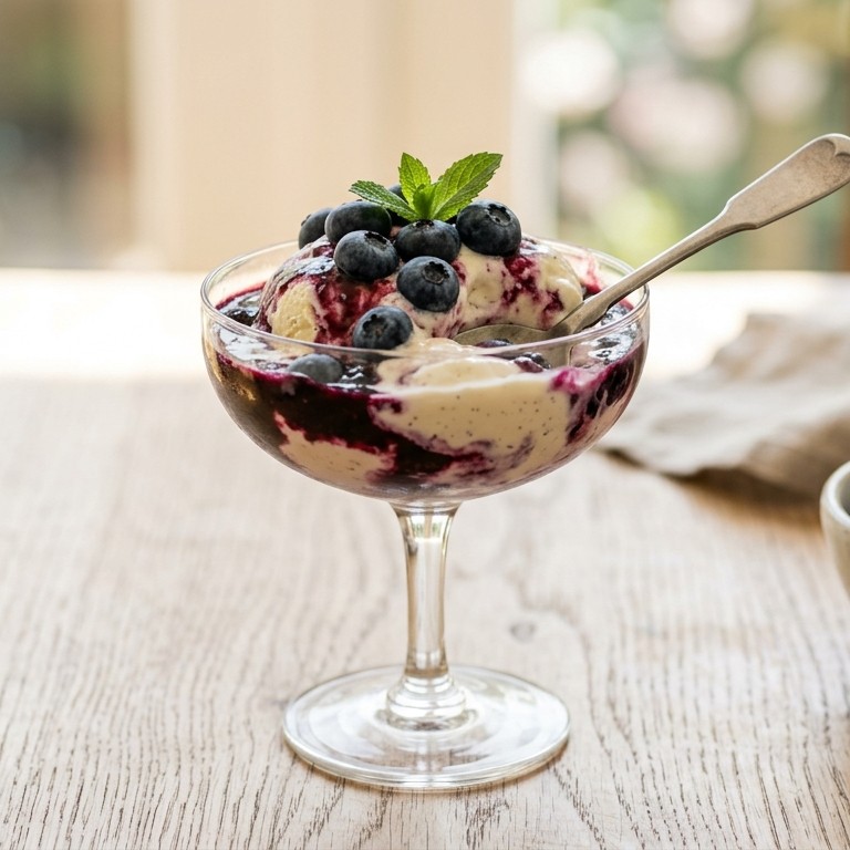 Vanillemascarpone met bosbessen