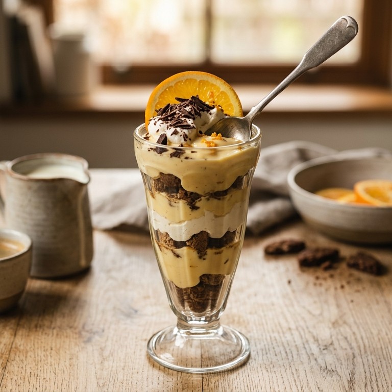 Vanillevlaflip met sinaasappel en chocoladekoekjes