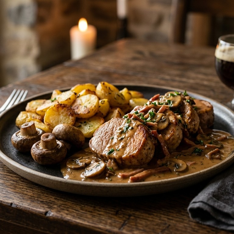 Varkensfilet in romige biersaus