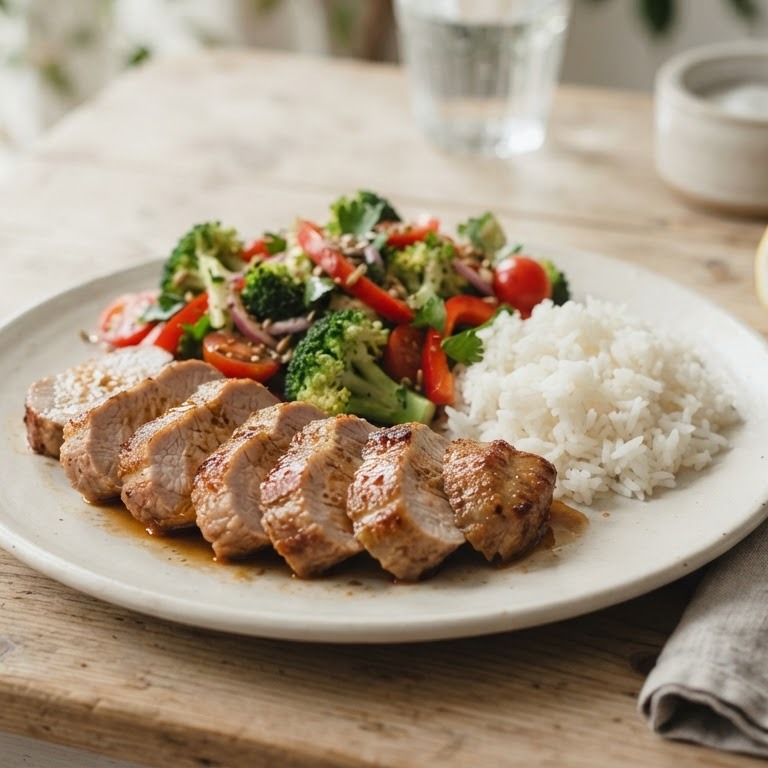 Varkensfilet met broccolisalade