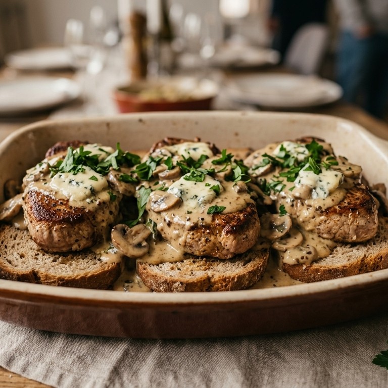 Varkensfilet met champignons voor buffet