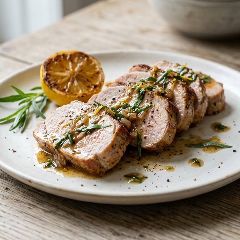 Varkensfilet met citroendragonsaus