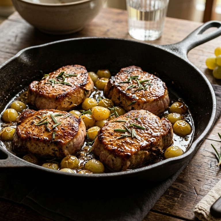 Varkensfiletlapjes met druiven