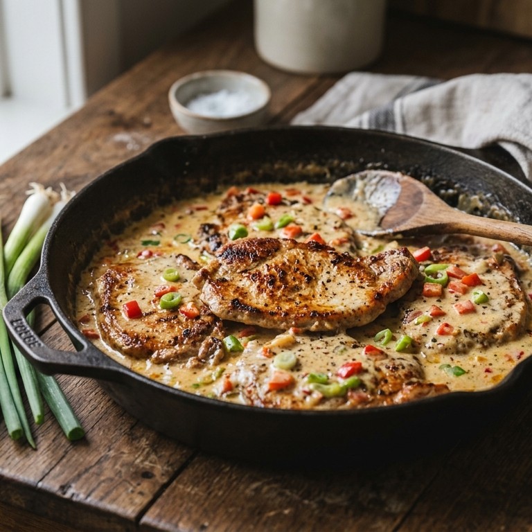 Varkensfiletlapjes met kaas-roomsaus