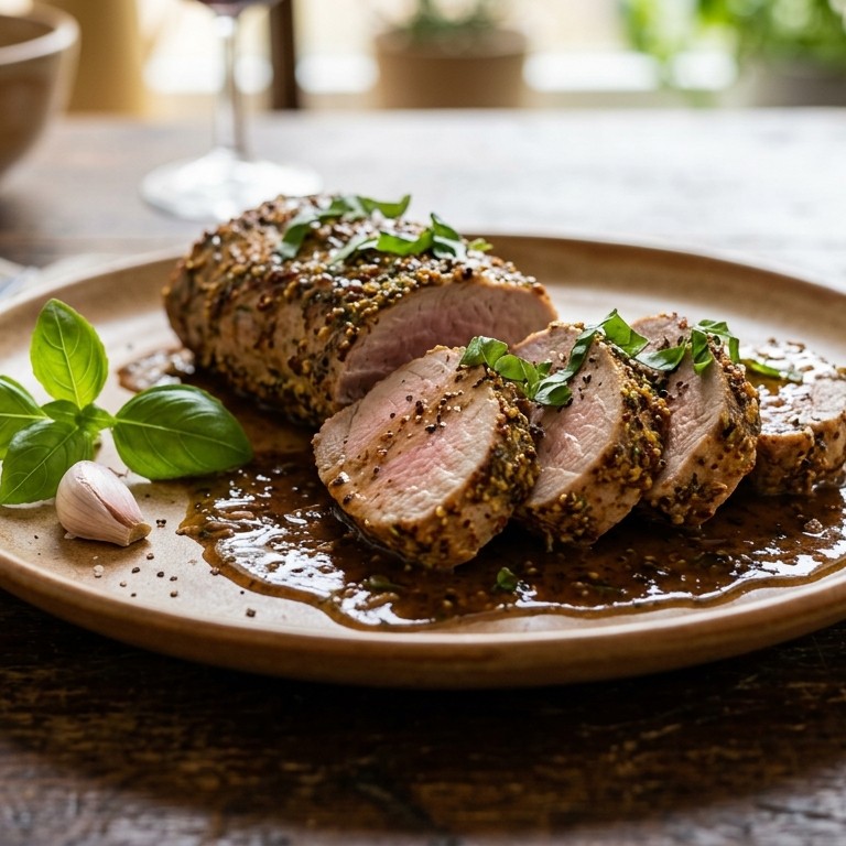 Varkenshaas met balsamico-mosterdjus
