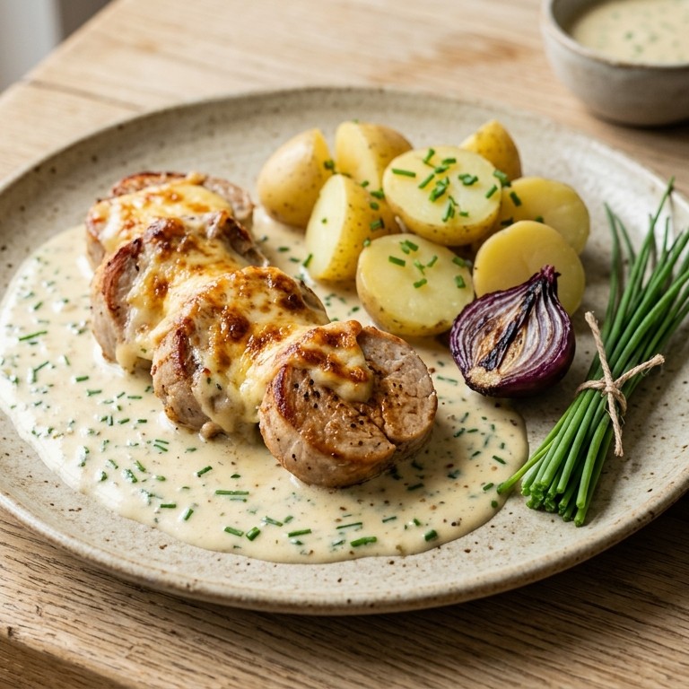 Varkenshaas met bieslookmosterdsaus