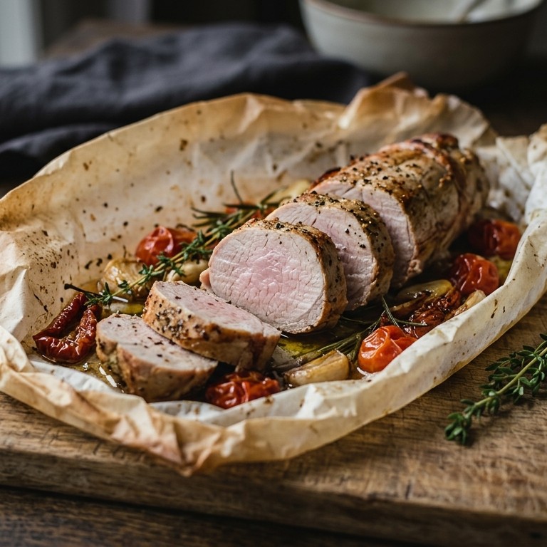 Varkenshaaspakketje met tomaatjes