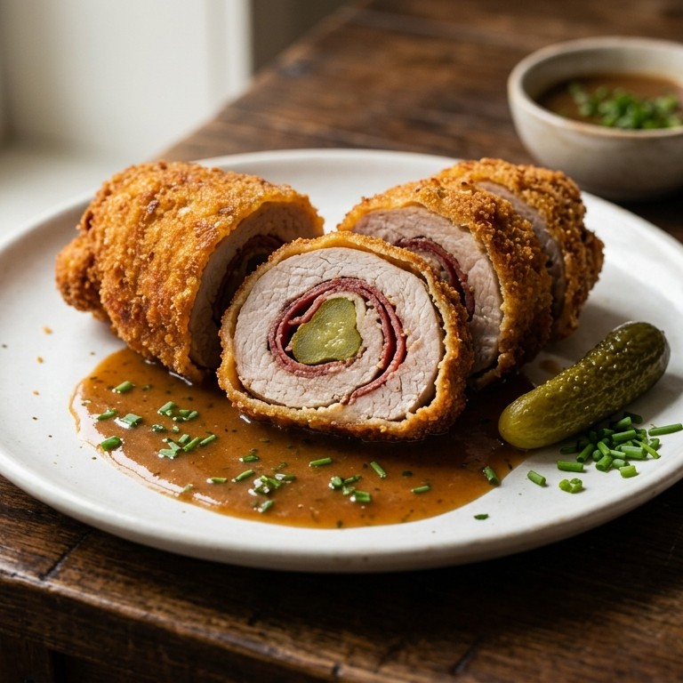 Varkenslapje gevuld met salami