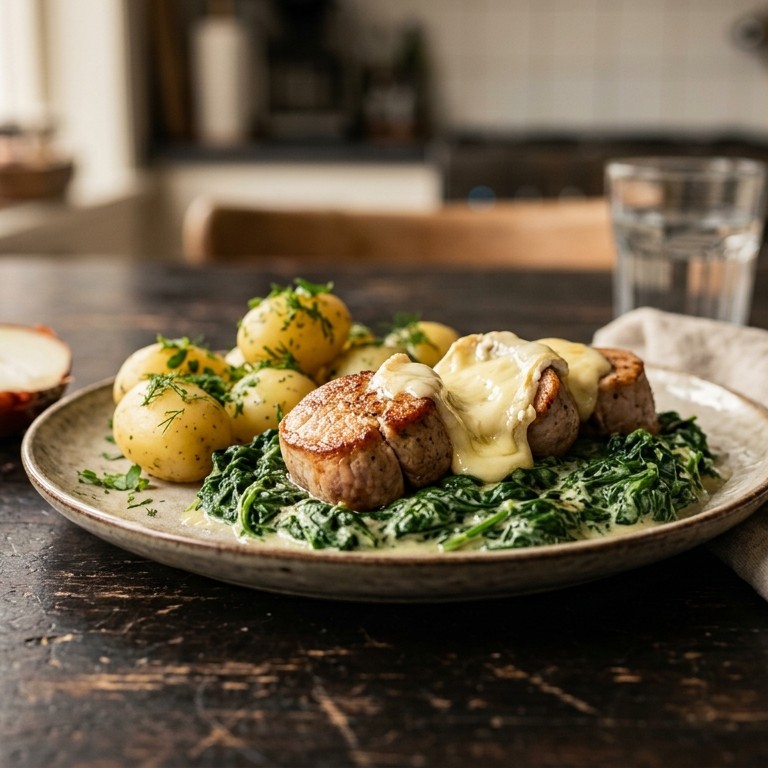 Varkensmedaillons met camembert