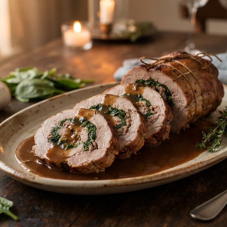 Varkensrollade met spinazievulling