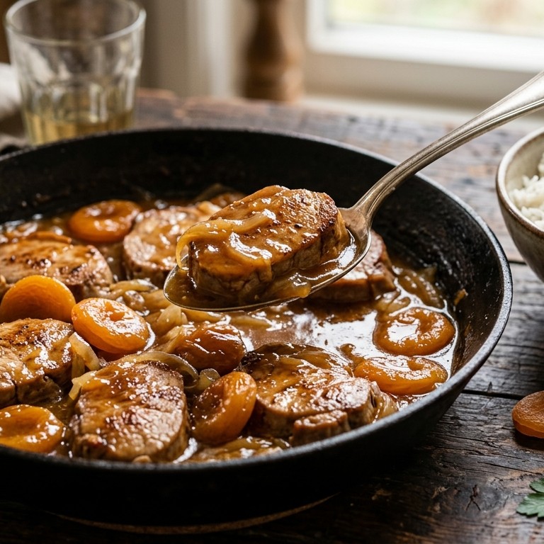 Varkensvlees met abrikozensaus