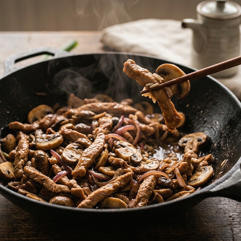 Varkensvlees met paddestoelen