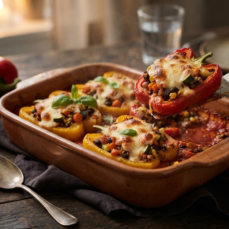 Vegetarisch gevulde paprika's
