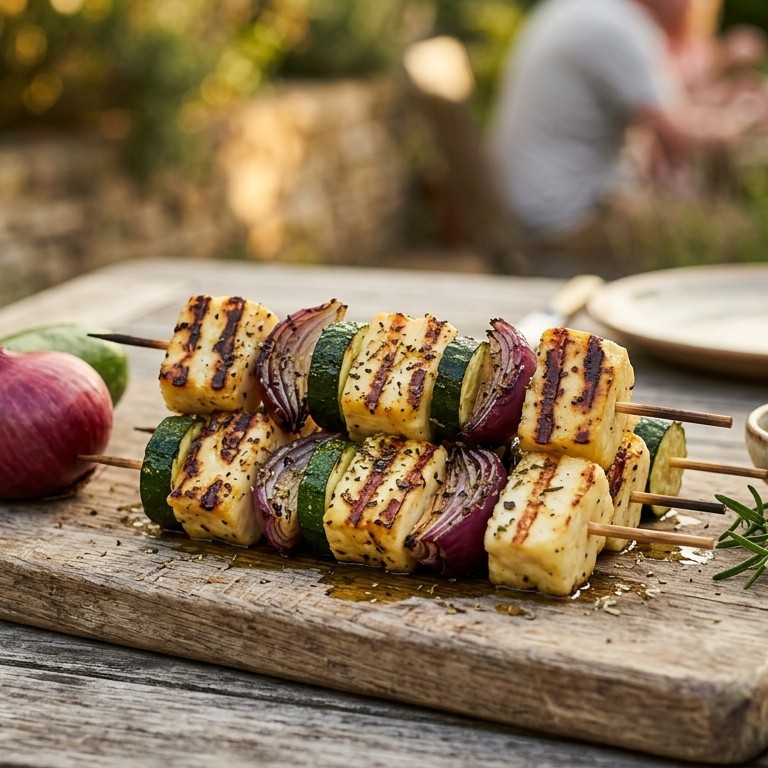 Vegetarisch spiesje voor op de BBQ