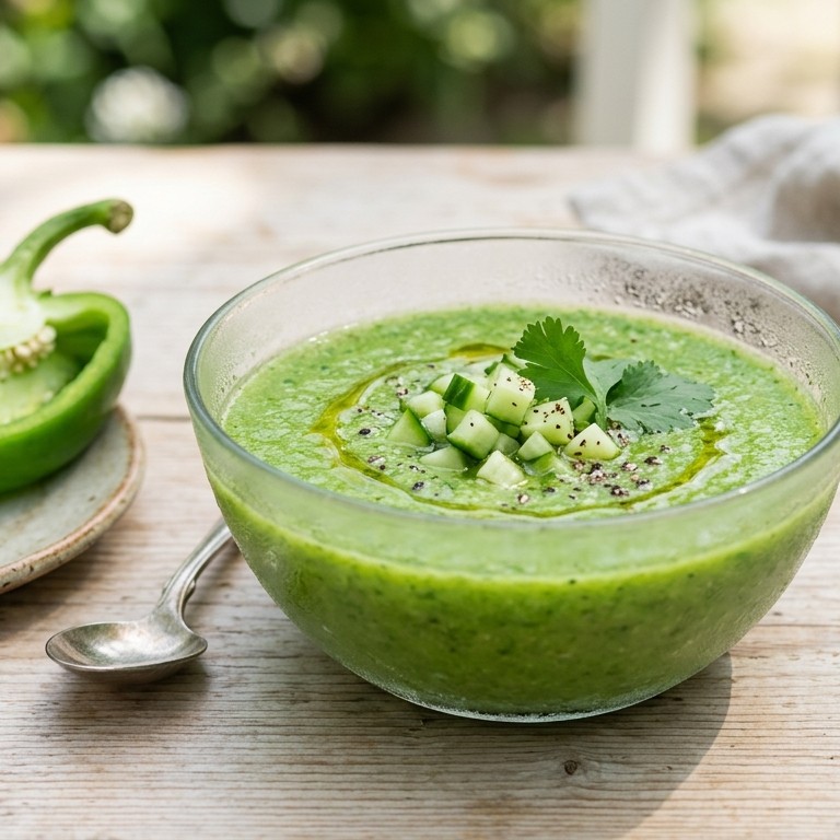 Vegetarische groene gazpacho soep
