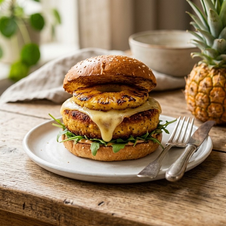 Vegetarische hamburger Hawai